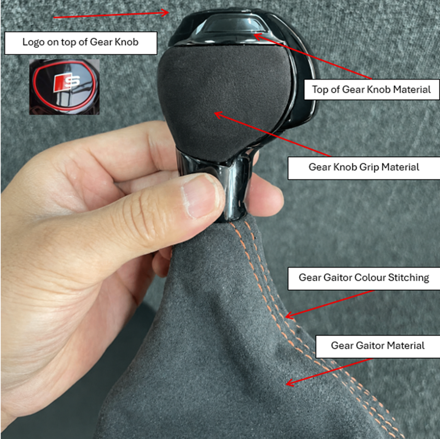 Audi Custom Gear Knob & Gaiter (8V, 8R, B8/B8.5, C7/C7.5 - See Description)